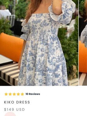 Nothing Fits But Kiko Women's Blue & White Smocked Midi Dress